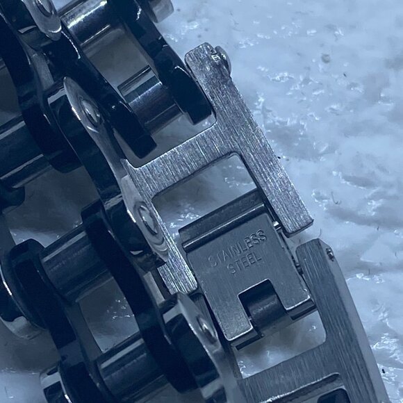 13MM Stainless Steel Silver & Black Motorcycle Biker Chain Link Bracelet For Men - Picture 8 of 9